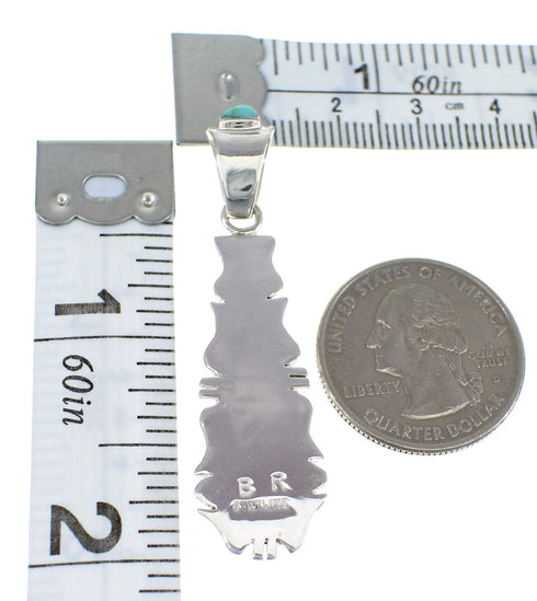 Turquoise Inlay Southwestern Sterling Silver Pendant EX56459